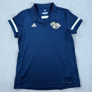 Nashville Predators Adidas Climacool Polo Shirt Youth Medium Blue Short Sleeve